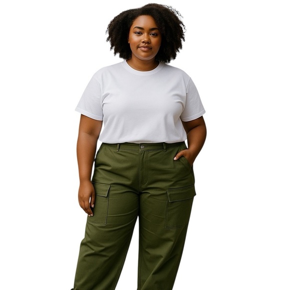 NWT STEVE MADDEN Mid Rise Cargo Pants Jeans Wide Leg Burnt Olive DO33145F Sz XL - Picture 1 of 16